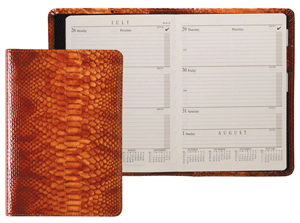 orasnge reptile grain leather desk planner